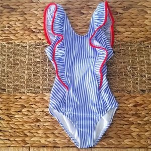 Girls Vertical Striped Swimsuit